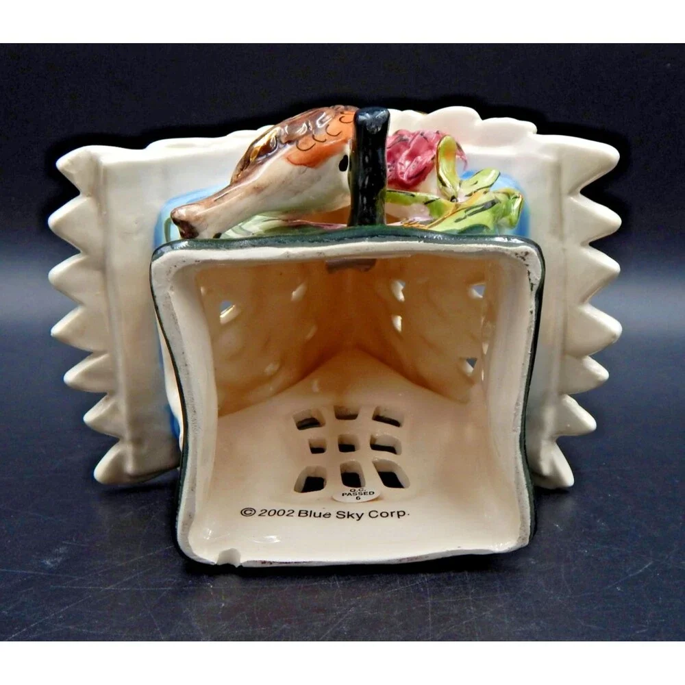 Blue Sky Clayworks Heather Goldminc Birdhouse CandleHolder 2002 Plate Illuminary